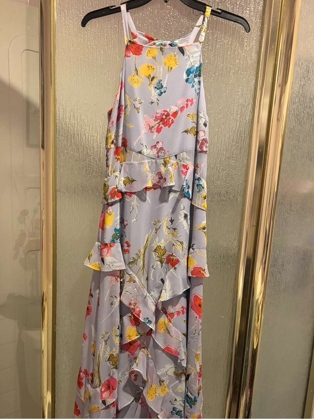 Rachel Roy Floral Ruffle Maxi Dress in Light Lavender Size 4